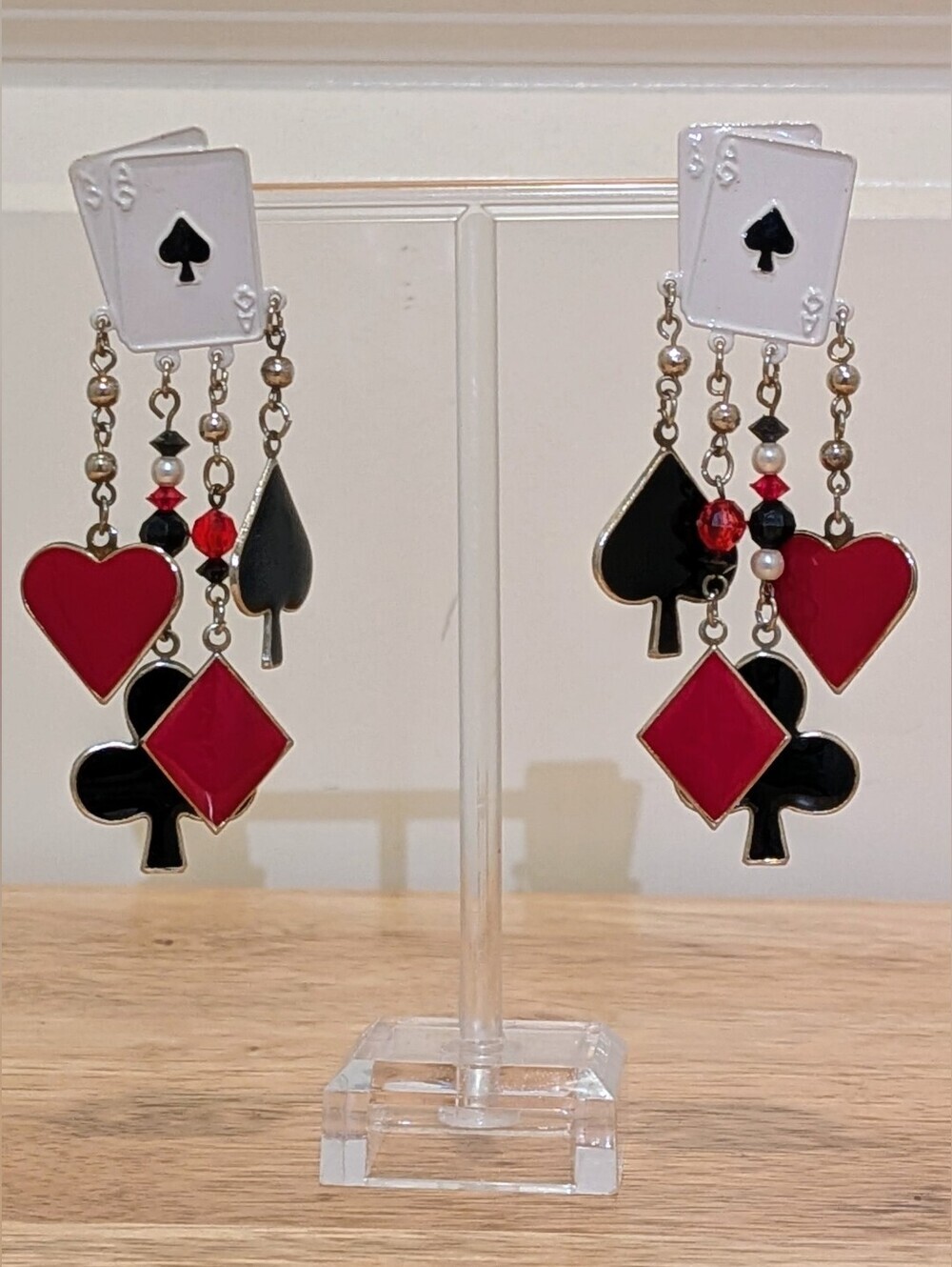 EUC Playing Card Suit Poker Themed Dangle Earrings